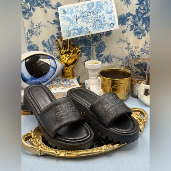 🆕 MARC JACOBS 🧿 NWOB The Lug Sole Slide, Black Leather - Sz 39 US 9 - Picture 2 of 13